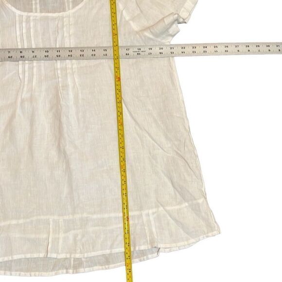 Russ Berens top S 100% linen white pintuck Decor Angelic Minimalist Dainty Girl - Picture 10 of 10
